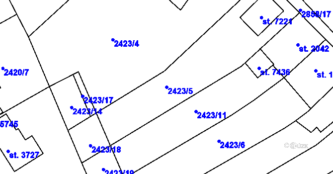 Parcela st. 2423/5 v KÚ Chrudim, Katastrální mapa