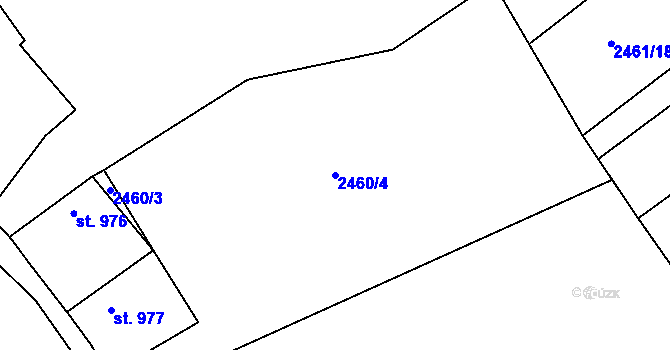 Parcela st. 2460/4 v KÚ Chrudim, Katastrální mapa