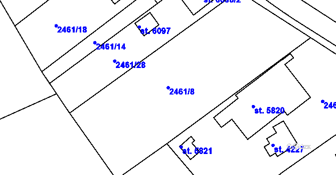 Parcela st. 2461/8 v KÚ Chrudim, Katastrální mapa