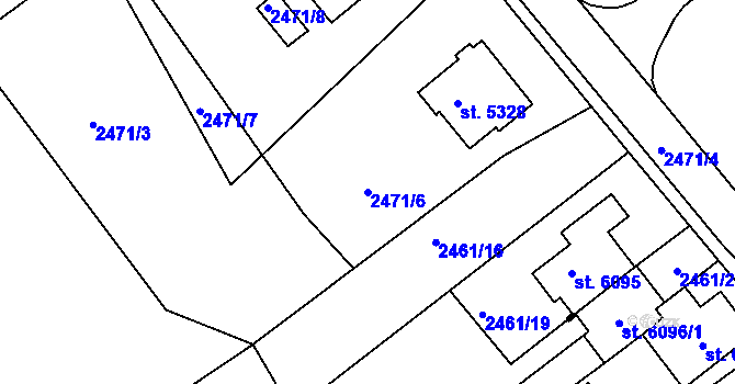 Parcela st. 2471/6 v KÚ Chrudim, Katastrální mapa