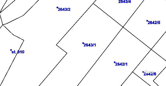 Parcela st. 2643/1 v KÚ Chrudim, Katastrální mapa