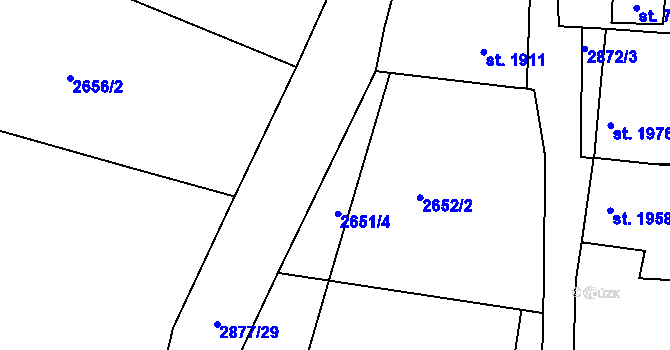 Parcela st. 2651/4 v KÚ Chrudim, Katastrální mapa