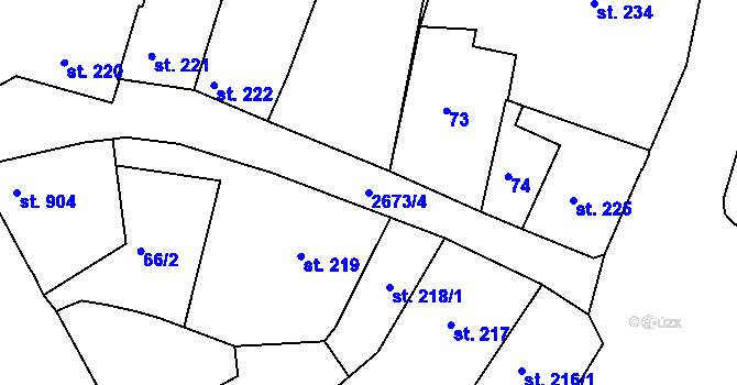 Parcela st. 2673/4 v KÚ Chrudim, Katastrální mapa