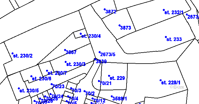 Parcela st. 2673/5 v KÚ Chrudim, Katastrální mapa