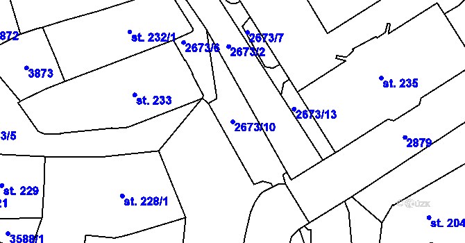 Parcela st. 2673/10 v KÚ Chrudim, Katastrální mapa
