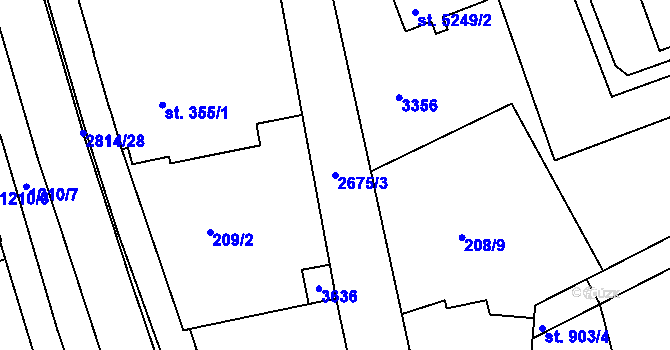 Parcela st. 2675/3 v KÚ Chrudim, Katastrální mapa