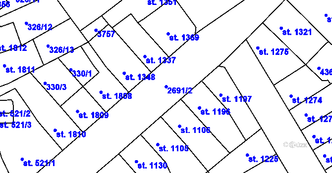 Parcela st. 2691/2 v KÚ Chrudim, Katastrální mapa