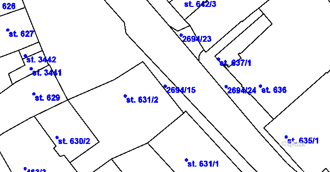 Parcela st. 2694/15 v KÚ Chrudim, Katastrální mapa
