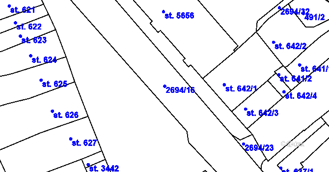 Parcela st. 2694/16 v KÚ Chrudim, Katastrální mapa