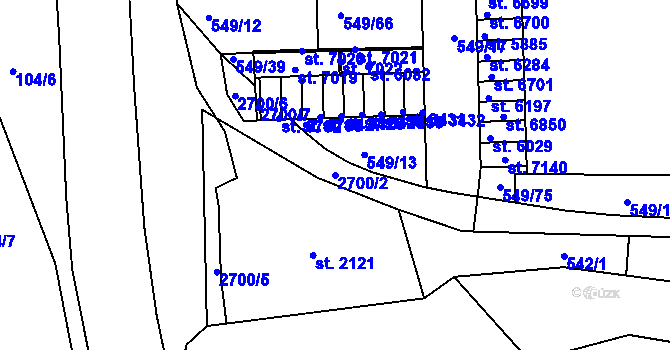 Parcela st. 2700/2 v KÚ Chrudim, Katastrální mapa