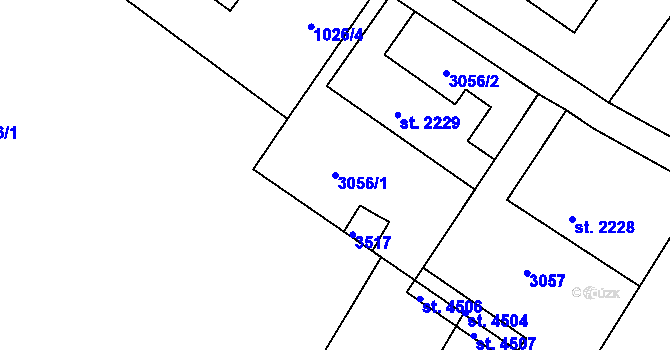 Parcela st. 3056/1 v KÚ Chrudim, Katastrální mapa