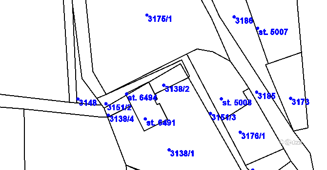 Parcela st. 3138/2 v KÚ Chrudim, Katastrální mapa