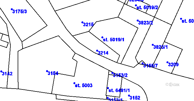Parcela st. 3214 v KÚ Chrudim, Katastrální mapa