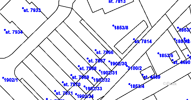 Parcela st. 7966 v KÚ Chrudim, Katastrální mapa