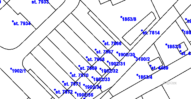 Parcela st. 7967 v KÚ Chrudim, Katastrální mapa