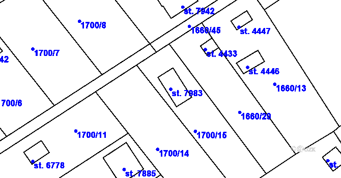 Parcela st. 7983 v KÚ Chrudim, Katastrální mapa