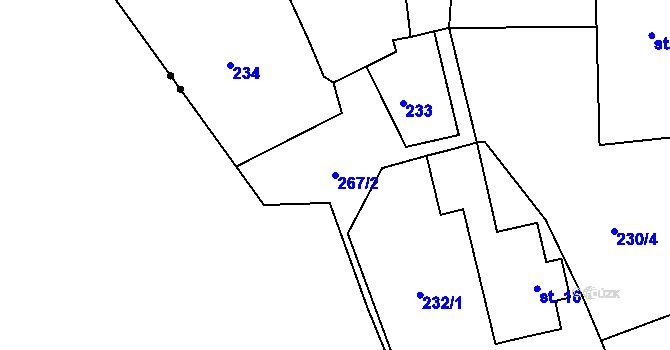 Parcela st. 267/2 v KÚ Vestec u Chrudimi, Katastrální mapa