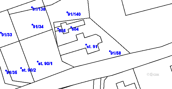 Parcela st. 91 v KÚ Chrustenice, Katastrální mapa