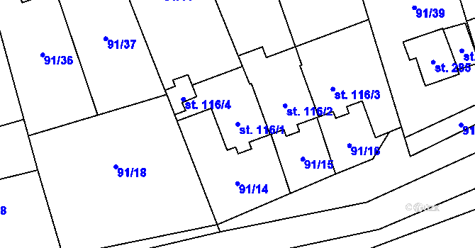 Parcela st. 116/1 v KÚ Chrustenice, Katastrální mapa