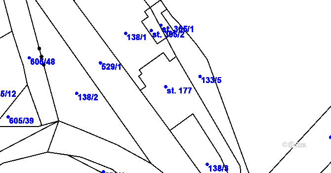 Parcela st. 177 v KÚ Chrustenice, Katastrální mapa