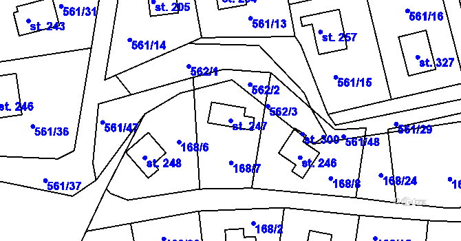 Parcela st. 247 v KÚ Chrustenice, Katastrální mapa