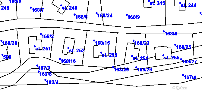 Parcela st. 253 v KÚ Chrustenice, Katastrální mapa