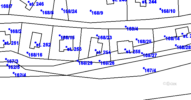 Parcela st. 254 v KÚ Chrustenice, Katastrální mapa