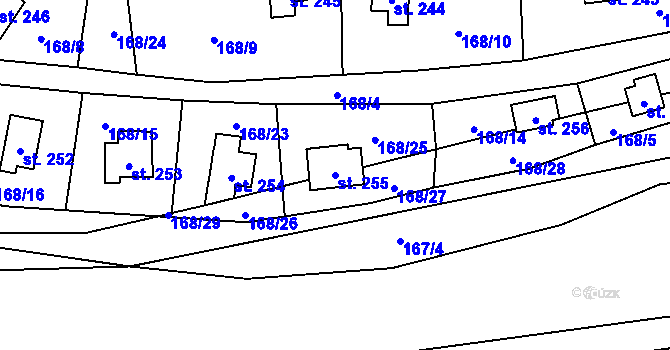 Parcela st. 255 v KÚ Chrustenice, Katastrální mapa