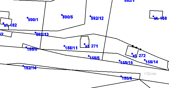Parcela st. 271 v KÚ Chrustenice, Katastrální mapa