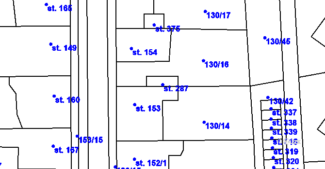 Parcela st. 287 v KÚ Chrustenice, Katastrální mapa
