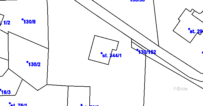 Parcela st. 344/1 v KÚ Chrustenice, Katastrální mapa