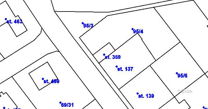 Parcela st. 359 v KÚ Chrustenice, Katastrální mapa