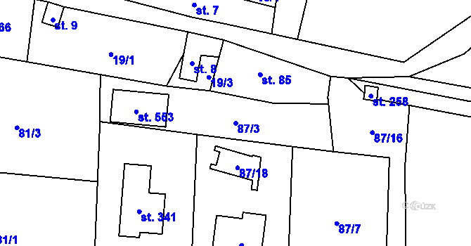 Parcela st. 87/3 v KÚ Chrustenice, Katastrální mapa
