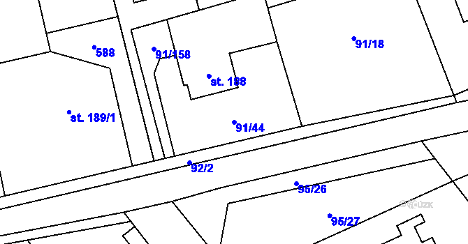 Parcela st. 91/44 v KÚ Chrustenice, Katastrální mapa