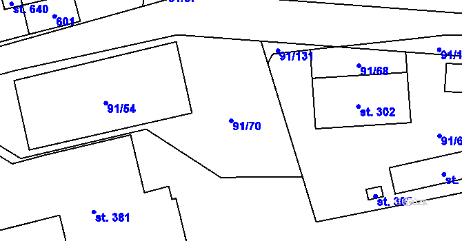 Parcela st. 91/70 v KÚ Chrustenice, Katastrální mapa