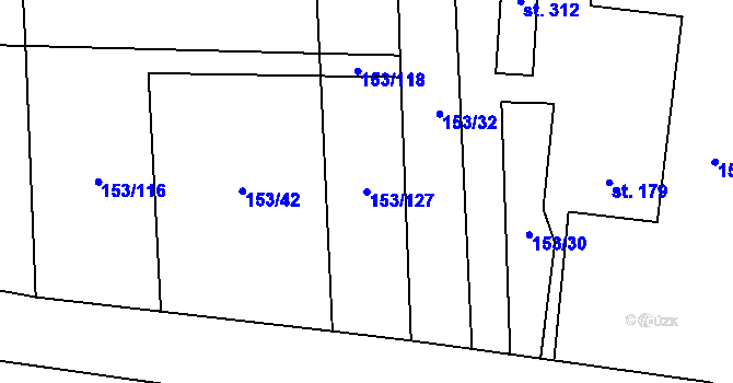 Parcela st. 153/127 v KÚ Chrustenice, Katastrální mapa