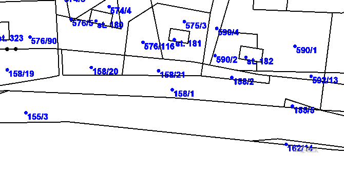 Parcela st. 158/1 v KÚ Chrustenice, Katastrální mapa