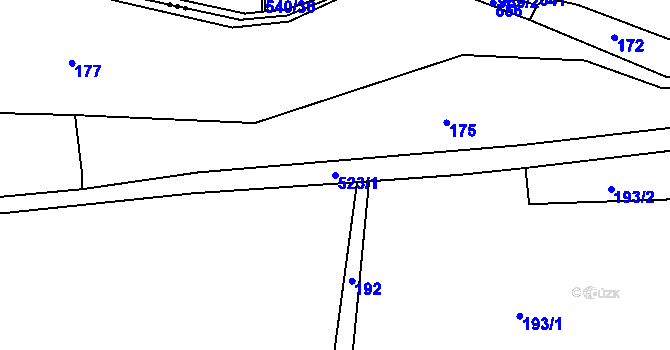 Parcela st. 523/1 v KÚ Chrustenice, Katastrální mapa