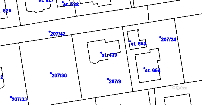 Parcela st. 439 v KÚ Chrustenice, Katastrální mapa