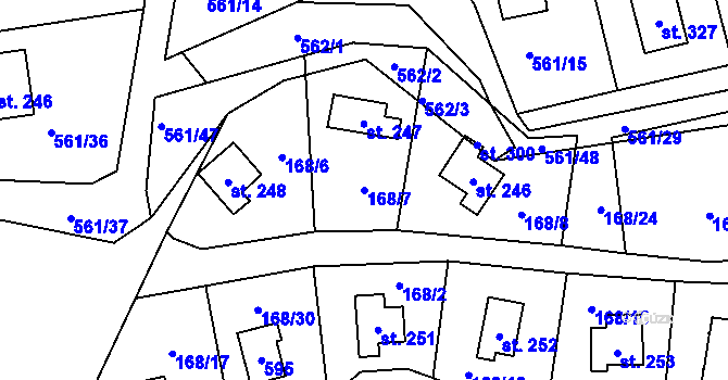 Parcela st. 168/7 v KÚ Chrustenice, Katastrální mapa