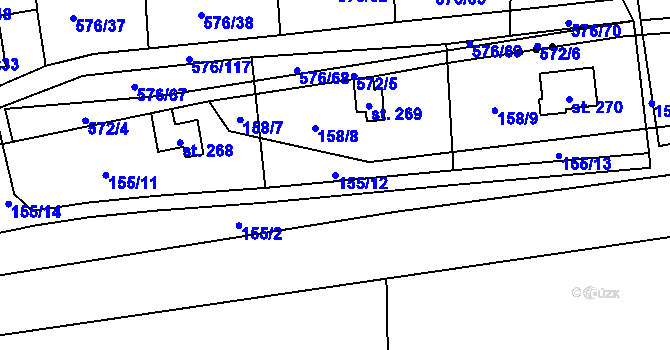 Parcela st. 155/12 v KÚ Chrustenice, Katastrální mapa