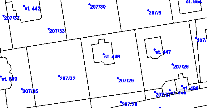Parcela st. 449 v KÚ Chrustenice, Katastrální mapa