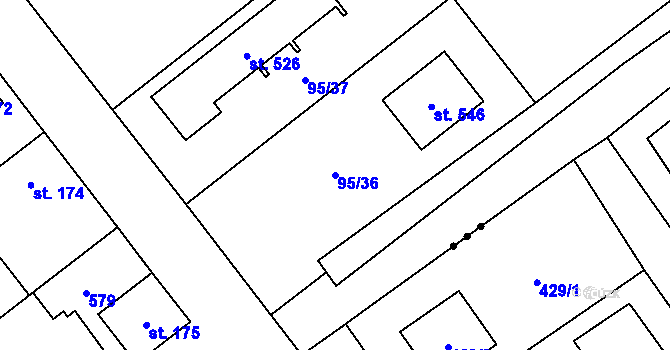 Parcela st. 95/36 v KÚ Chrustenice, Katastrální mapa