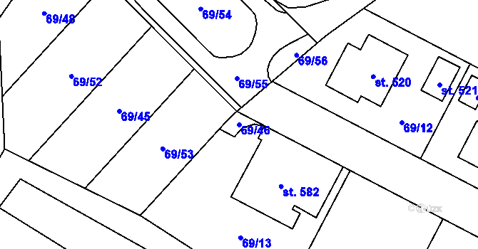 Parcela st. 69/46 v KÚ Chrustenice, Katastrální mapa