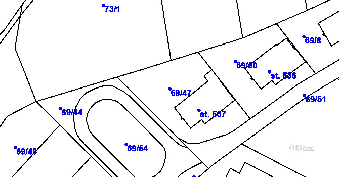 Parcela st. 69/47 v KÚ Chrustenice, Katastrální mapa