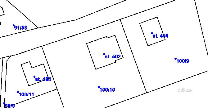 Parcela st. 502 v KÚ Chrustenice, Katastrální mapa
