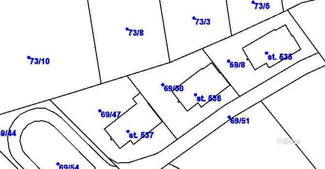 Parcela st. 69/50 v KÚ Chrustenice, Katastrální mapa