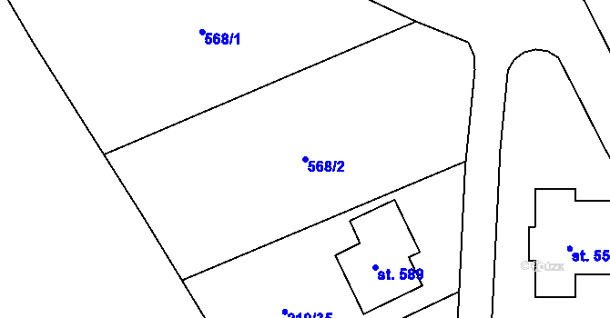 Parcela st. 568/2 v KÚ Chrustenice, Katastrální mapa