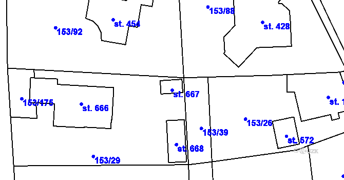 Parcela st. 667 v KÚ Chrustenice, Katastrální mapa