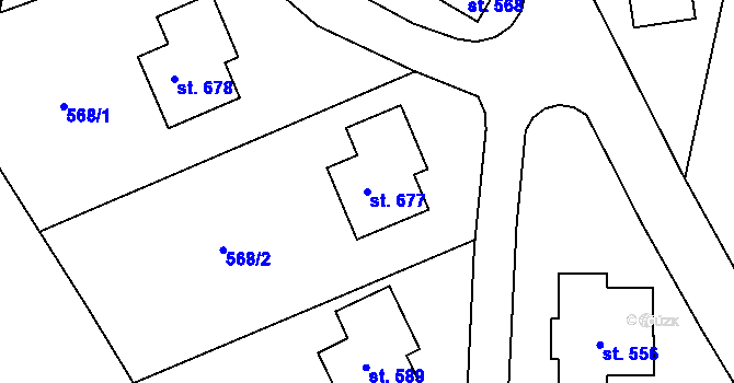 Parcela st. 677 v KÚ Chrustenice, Katastrální mapa